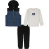 imageCalvin Klein Baby Boys 3 Pc Puff Vest SetNew TealPlatinum HeatherDeep Black