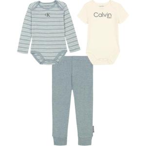 imageCalvin Klein Baby Boys 2 Bodysuits and Pant SetLeadAntique White