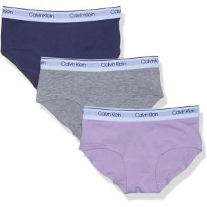 imageCalvin Klein Girls Modern Cotton Hipster Underwear MultipackCk Lilac Purple  Symphony Blue  Heather Grey  3 Pack