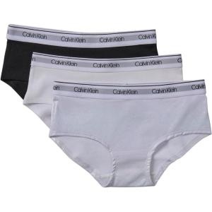 imageCalvin Klein Girls Modern Cotton Hipster Underwear MultipackIrridedescentWhiteBlack