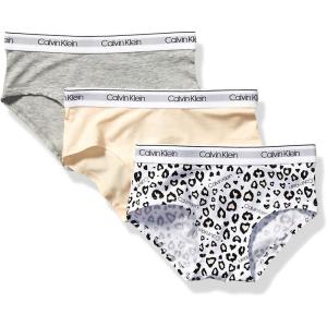 imageCalvin Klein Girls Modern Cotton Hipster Underwear MultipackLeoNudeHeather Grey