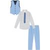 imageCalvin Klein Boys 4Piece Formal Suit Set Vest Pants Collared Dress Shirt and TieBel Air Blue Performance