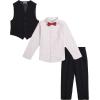 imageCalvin Klein Boys 4Piece Formal Suit Set Vest Pants Collared Dress Shirt and TieBlackRed