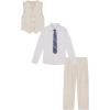imageCalvin Klein Boys 4Piece Formal Suit Set Vest Pants Collared Dress Shirt and TieCreamPurple