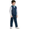 imageCalvin Klein Boys 4Piece Formal Suit Set Vest Pants Collared Dress Shirt and TieDark BlueTurquoise
