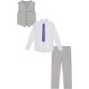 imageCalvin Klein Boys 4Piece Formal Suit Set Vest Pants Collared Dress Shirt and TieDark Grey Sharkskin