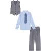 imageCalvin Klein Boys 4Piece Formal Suit Set Vest Pants Collared Dress Shirt and TieMedium GreyBlue