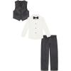 imageCalvin Klein Boys 4Piece Formal Suit Set Vest Pants Collared Dress Shirt and TieTech Ebony