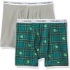 imageCalvin Klein Boys 2 Pack Boxer Briefs  Premium Cotton ComfortGreenPlaid