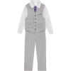imageCalvin Klein Boys 4Piece Formal Suit Set Vest Pants Collared Dress Shirt and TieDark Grey Sharkskin