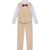 imageCalvin Klein Boys 4Piece Formal Suit Set Vest Pants Collared Dress Shirt and TieKhaki Sharkskin