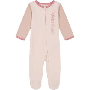 imageCalvin Klein Baby Girls Footed CoverallCreole PinkRose SmokeRose Elegance