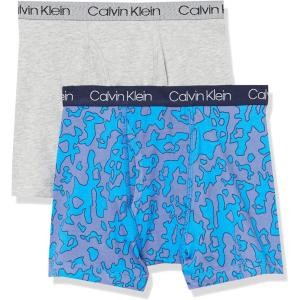 imageCalvin Klein Boys 2 Pack Boxer Briefs  Premium Cotton ComfortBlue Outline CamoHeather Gray