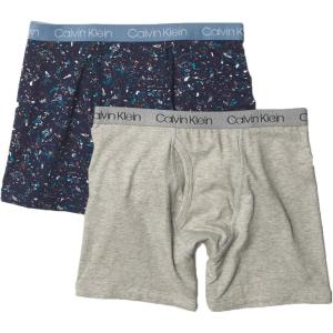 imageCalvin Klein Boys 2 Pack Boxer Briefs  Premium Cotton ComfortHeather GreyPrtypt