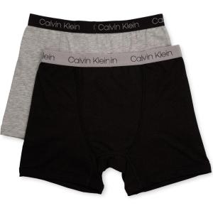imageCalvin Klein Boys 2 Pack Boxer Briefs  Premium Cotton ComfortHgreyBlack