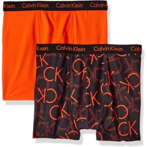 imageCalvin Klein Boys 2 Pack Boxer Briefs  Premium Cotton ComfortRedOrange