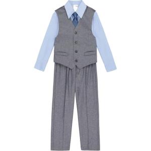 imageCalvin Klein Boys 4Piece Formal Suit Set Vest Pants Collared Dress Shirt and TieMedium GreyBlue
