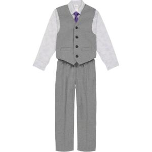 imageCalvin Klein Boys 4Piece Formal Suit Set Vest Pants Collared Dress Shirt and TieSterling
