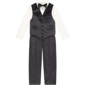 imageCalvin Klein Boys 4Piece Formal Suit Set Vest Pants Collared Dress Shirt and TieTech Ebony