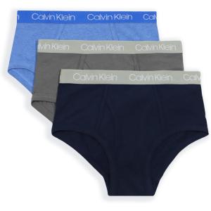 imageCalvin Klein Boys Little Modern Cotton Assorted Briefs Underwear 3 PackBlack Iris  Blue Heather