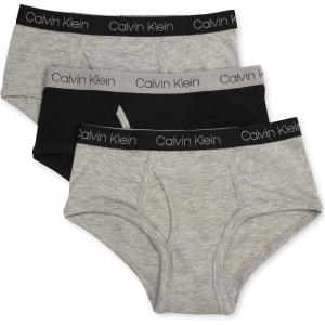 imageCalvin Klein Boys Little Modern Cotton Assorted Briefs Underwear 3 PackHeather Grey  Black  Heather Grey