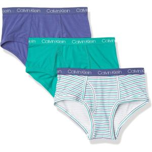imageCalvin Klein Boys Little Modern Cotton Assorted Briefs Underwear 3 PackMarlinDynasty GreenDynasty Stripe