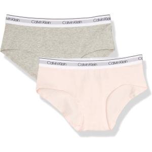 imageCalvin Klein Girls Modern Cotton Hipster Panty Underwear 2 PackGreyCrystal Pink White Band