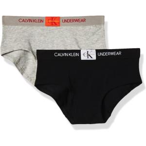 imageCalvin Klein Girls Modern Cotton Hipster Panty Underwear 2 PackHeather Grey  Black  2 Pack