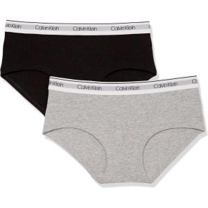 imageCalvin Klein Girls Modern Cotton Hipster Panty Underwear 2 PackHeather Grey  Black