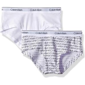 imageCalvin Klein Girls Modern Cotton Hipster Panty Underwear 2 PackMini Black Logo  Classic White  2 Pack