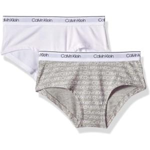 imageCalvin Klein Girls Modern Cotton Hipster Panty Underwear 2 PackMini Grey  Classic White  2 Pack