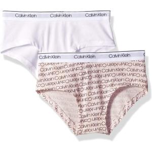 imageCalvin Klein Girls Modern Cotton Hipster Panty Underwear 2 PackMini Plum Logo  Classic White  2 Pack