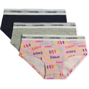 imageCalvin Klein Girls Modern Cotton Hipster UnderwearCk Chalk PinkHeather GreyMood Indigo