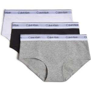 imageCalvin Klein Girls Modern Cotton Hipster UnderwearHeather GrayBlackWhite