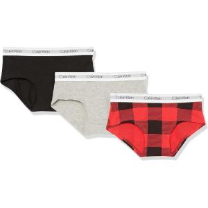 imageCalvin Klein Girls Modern Cotton Hipster UnderwearHeather GreyRed BuffaloBlack