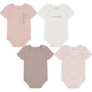 imageCalvin Klein babygirls 4 Pack BodysuitEgret  Heavenly Pink  Sepia Rose  Sphinx