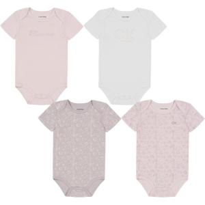 imageCalvin Klein babygirls 4 Pack BodysuitHeavenly Pink  Lilac Marble  Bright White