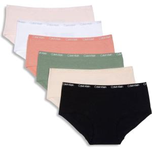 imageCalvin Klein girls Cotton Hipster Underwear Panties 6packBlueHeatherBlack