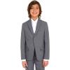 imageCalvin Klein Boys BiStretch Blazer Suit Jacket 2Button Single Breasted Closure Buttoned Cuffs ampamp Front Flap PocketsGrey Heather