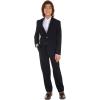 imageCalvin Klein Boys BiStretch Blazer Suit Jacket 2Button Single Breasted Closure Buttoned Cuffs ampamp Front Flap PocketsNavy