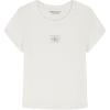 imageCalvin Klein Girls Short Sleeve Babydoll TShirt Soft ampamp ComfortableEgret Ribbed Monogram