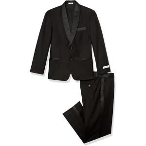 imageCalvin Klein Boys 2Piece Formal Tuxedo Suit Set Includes Jacket ampamp Dress Pants Satin Trim Detailing ampamp Functional PocketsBlack