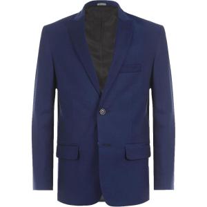 imageCalvin Klein Boys BiStretch Blazer Suit Jacket 2Button Single Breasted Closure Buttoned Cuffs ampamp Front Flap PocketsBright Blue