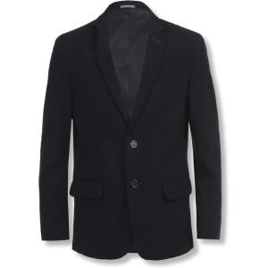 imageCalvin Klein Boys BiStretch Blazer Suit Jacket 2Button Single Breasted Closure Buttoned Cuffs ampamp Front Flap PocketsNavy
