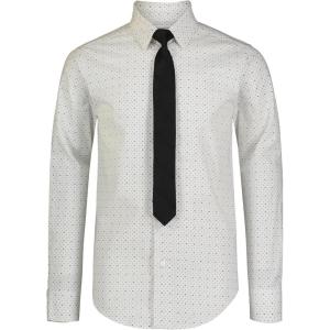 imageCalvin Klein Boys Long Sleeve ButtonDown Collared Dress Shirt with Tie and Chest PocketLogo White