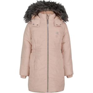 imageCalvin Klein Girls Hooded Winter Puffer Jacket FullLength Heavyweight Coat with Fleece LiningAerial Heavenly Pink