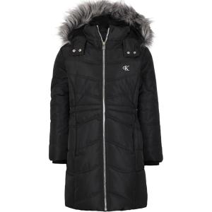 imageCalvin Klein Girls Hooded Winter Puffer Jacket FullLength Heavyweight Coat with Fleece LiningAerial Night