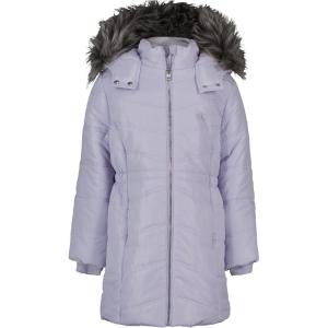imageCalvin Klein Girls Hooded Winter Puffer Jacket FullLength Heavyweight Coat with Fleece LiningAerial Pale Lavender