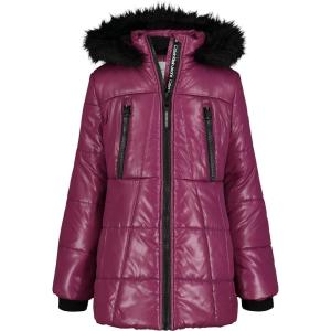 imageCalvin Klein Girls Hooded Winter Puffer Jacket FullLength Heavyweight Coat with Fleece LiningPlum Caspia Sport