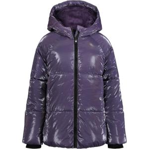 imageCalvin Klein Girls Short Length Hooded Winter Puffer Jacket with Fleece LiningLiquid Shine Purple Plumeria